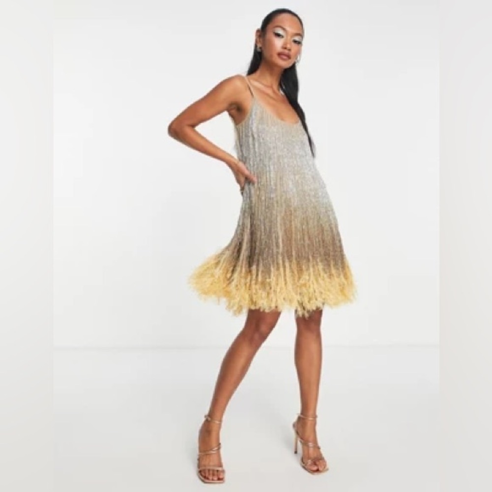 ASOA DESIGN CAMI EMBELLISHED MINI DRESS